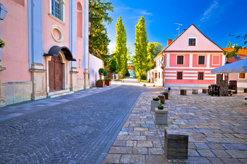 Colorful street of baroque town Varazdin view