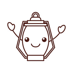 Obraz premium kawaii kerosene lamp camping cartoon vector illustration