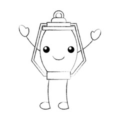 kawaii kerosene lamp camping cartoon vector illustration