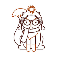 forest fox hipster with hat glasses vector illustration