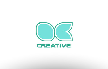 pastel green alphabet letter oc o c combination joint logo comany icon
