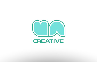 pastel green alphabet letter ua u a  combination joint logo comany icon