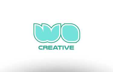 Naklejka premium pastel green alphabet letter wo w o combination joint logo comany icon