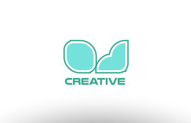 pastel green alphabet letter oj o j combination joint logo comany icon