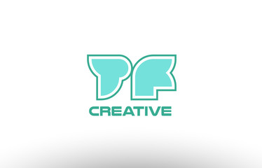 pastel green alphabet letter tf t f combination joint logo comany icon