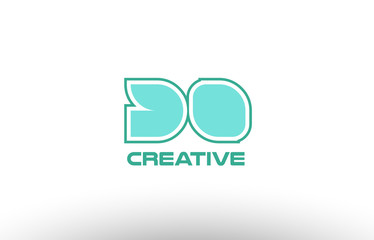pastel green alphabet letter do d o combination joint logo comany icon