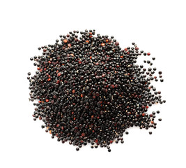 Heap of black quinoa on white background