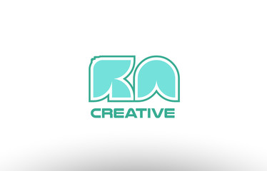pastel green alphabet letter ka k a combination joint logo comany icon