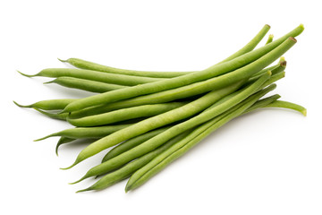 Green beans isolated on a white background.