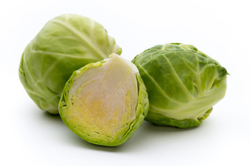 Brusseles sprouts isolated on the white background.