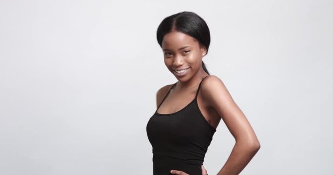 Beautiful black girl posing video
