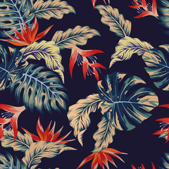 Night jungle seamless pattern
