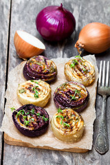 Delicious  caramelized onions in balsamic vinegar with thyme