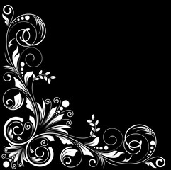 Retro Floral Design Corner - vector clip-art illustration