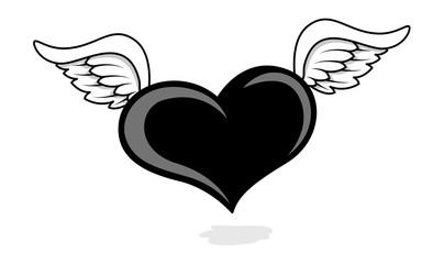 Evil Heart Flying - vector clip-art illustration