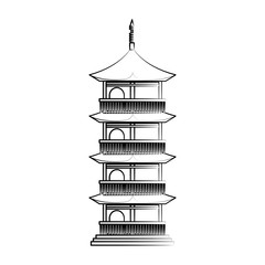 pagoda building japan related icon image vector illustration design