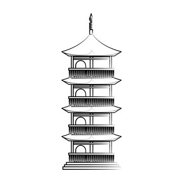 pagoda building japan related icon image vector illustration design