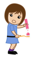 Funny Small Girl Doing Brush