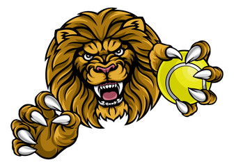 Obraz premium Lion Tennis Ball Sports Mascot