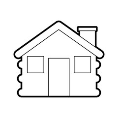 wooden cabin house chimney camp exterior vector illustration