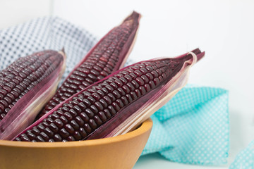 Image Of Purple Sweet Corn, Beautiful Grain For Healthy, Colorful Of Fruits For Decorate Cuisine, Healthy Food.