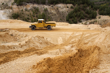 Exciting off road drivig in a sand winning pit