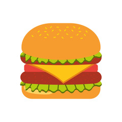 burger fast food tasty delicious snack lunch vector illustration