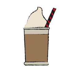 coffee beverage in disposable cup icon image vector illustration design