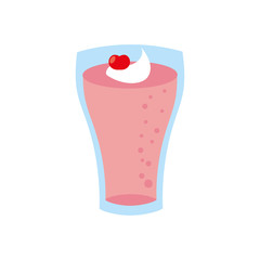 milkshake with cream in glass strawberry drink vector illustration