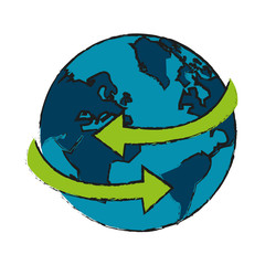 planet earth with arrows icon image vector illustration design