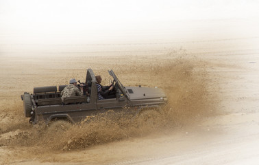 Exciting off road drivig in a sand winning pit