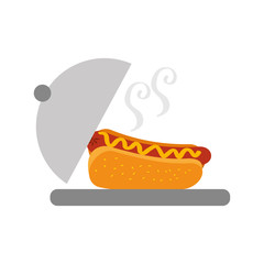 fast food hot dog sausage and mustard dinner vector illustration
