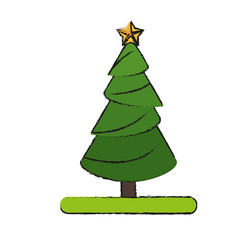 pine tree with lights christmas related icon image vector illustration design