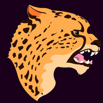 Icon of a cheetah that growls, a vector