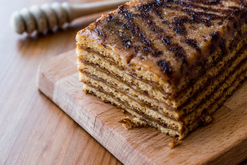Honey Cake with Walnut and Caramel Cream.
