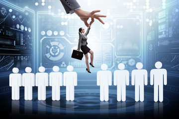 Obraz premium Recruitment concept with hand picking the best employee