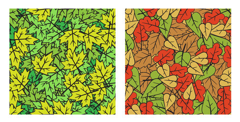 Set of Summer Autumn Fall Minimal Design Vector Leaves