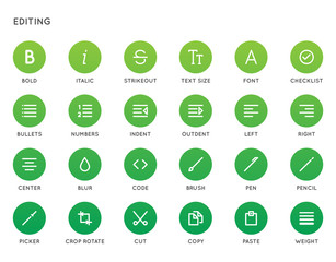 Text Editing User Interface (UI) Vector Icon Set. High Quality Minimal Lined Icons for All Purposes.