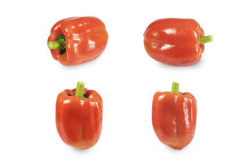 Red chili peppers Split white background