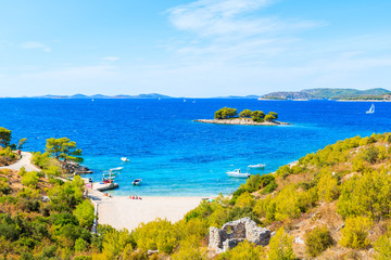 View of stunning bay and beach between Grebastica and Primosten towns, Dalmatia, Croatia