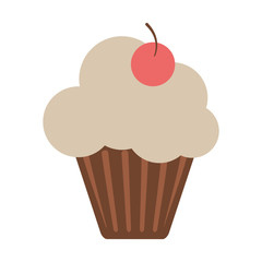 cupcake with cherry icon image vector illustration design 