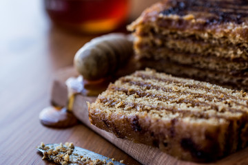 Honey Cake with Walnut and Caramel Cream.