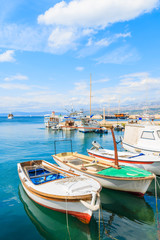 Fototapeta na wymiar Fishing boats in Postira port, Brac island, Croatia