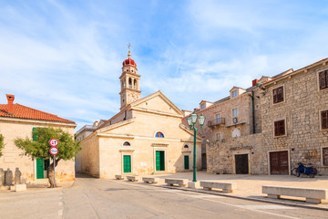 Obraz premium Beautiful church in Pucisca town, Brac island, Croatia