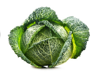 Obraz premium Fresh organic cabbage head isolated on white