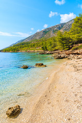 Naklejka premium Idyllic secluded beach on coast of Brac island near Bol town, Croatia