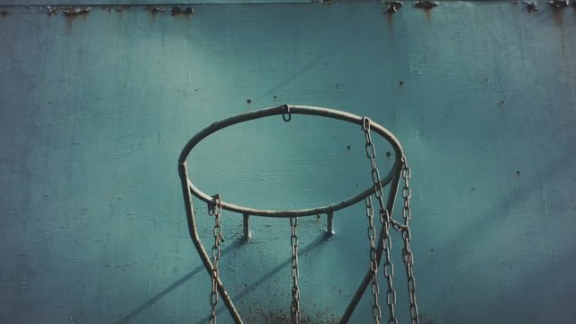Vintage basketball hoop. Urban sport background.