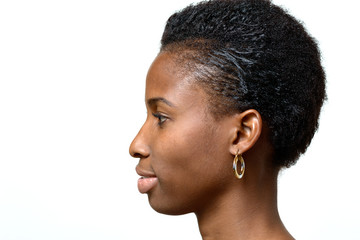 Fototapeta na wymiar Profile portrait of an attractive African woman