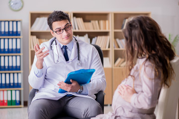 Pregnant woman visiting doctor for consultation