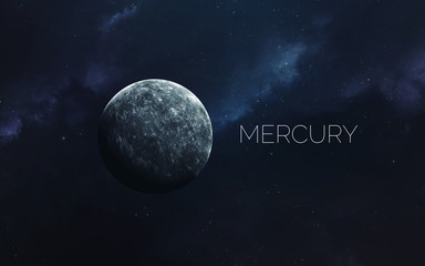 Mercury. Science fiction space wallpaper, incredibly beautiful planets, galaxies, dark and cold beauty of endless universe. Elements of this image furnished by NASA © Vadimsadovski